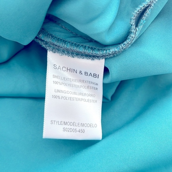 Sachin & Babi Camila Crepe Belted Dress in Teal. size 10 - Picture 8 of 12